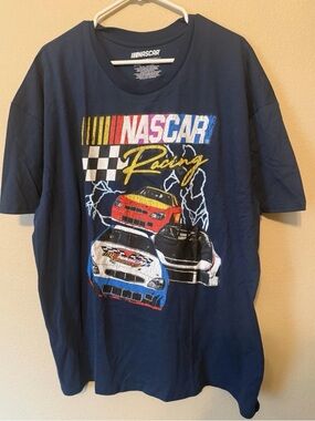 NASCAR Racing Graphic Tee Shirt 2XL NWT Cotton Blue Cars Lightning